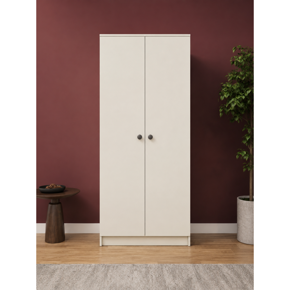 2 Kapaklı Beyaz MDF Gardırop | Modern Elbise Dolabı